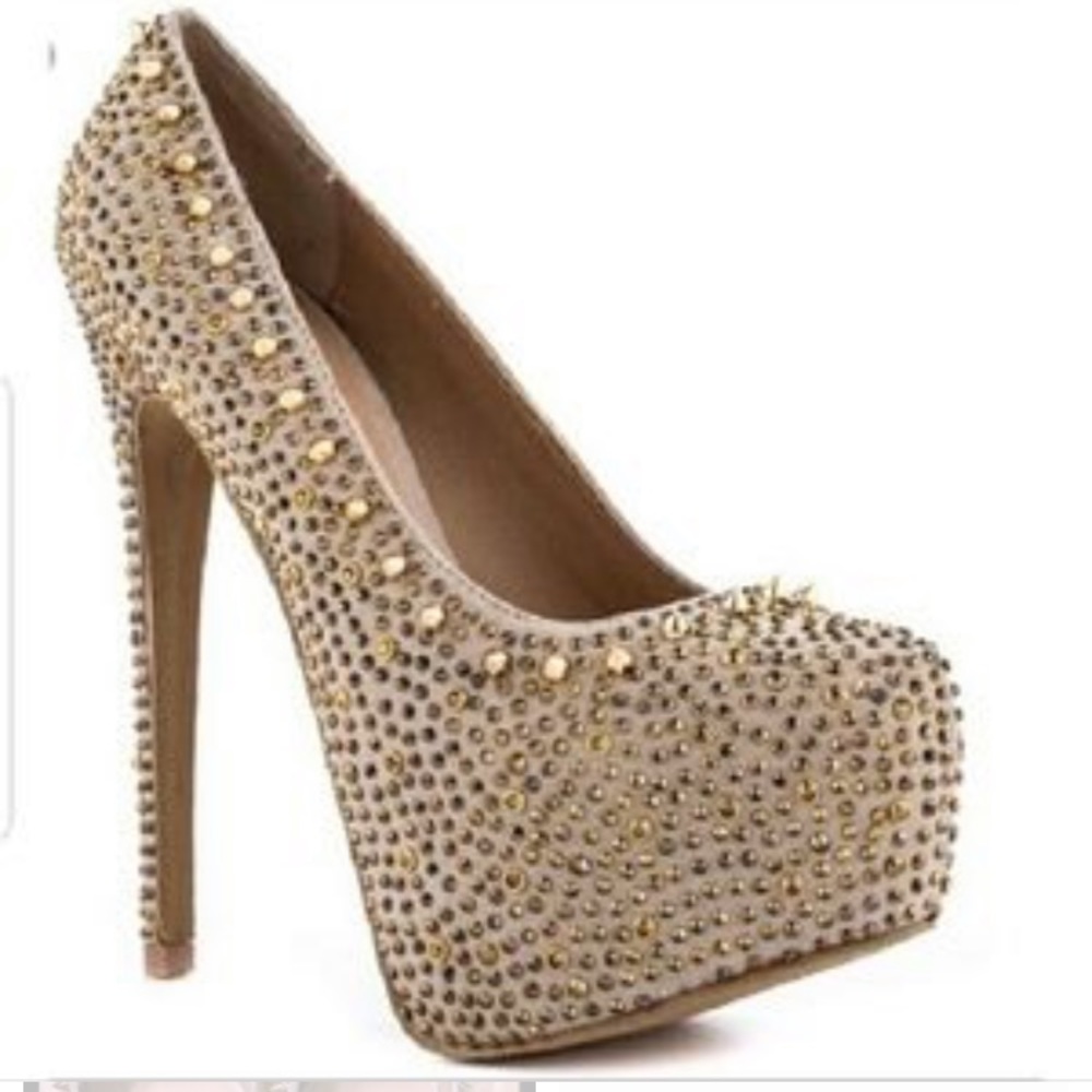 Steve Madden dipsee spiked gold and tan heel - Picture 1 of 7